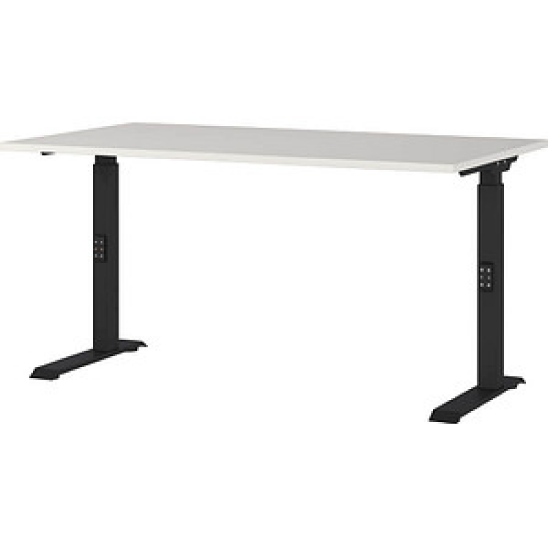 GERMANIA DOWNEY höhenverstellbarer Schreibtisch lichtgrau rechteckig, C-Fuß-Gestell schwarz 140,0 x 80,0 cm – Bild 1 von 3