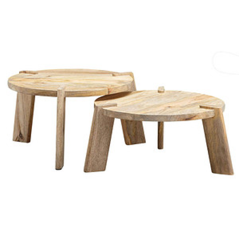 WOHNLING Couchtische-Set rund Massivholz mango, 1 St. – Bild 1 von 6