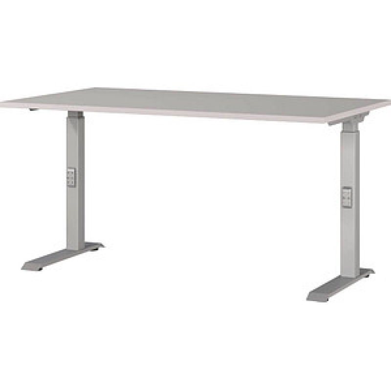 GERMANIA DOWNEY höhenverstellbarer Schreibtisch kaschmir rechteckig, C-Fuß-Gestell silber 140,0 x 80,0 cm – Bild 1 von 4
