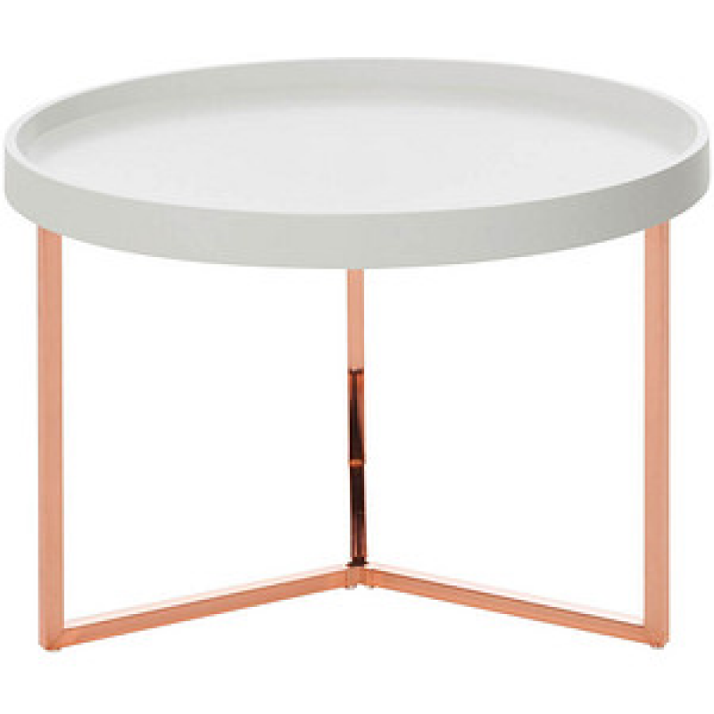 WOHNLING Beistelltisch rund Massivholz weiß 58,5 x 58,5 x 42,0 cm, 1 St. – Bild 1 von 6