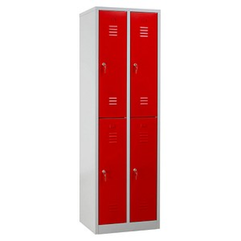 Gürkan Spind lichtgrau, feuerrot 105930, 4 Schließfächer 60,0 x 50,0 x 195,0 cm – Bild 1 von 7