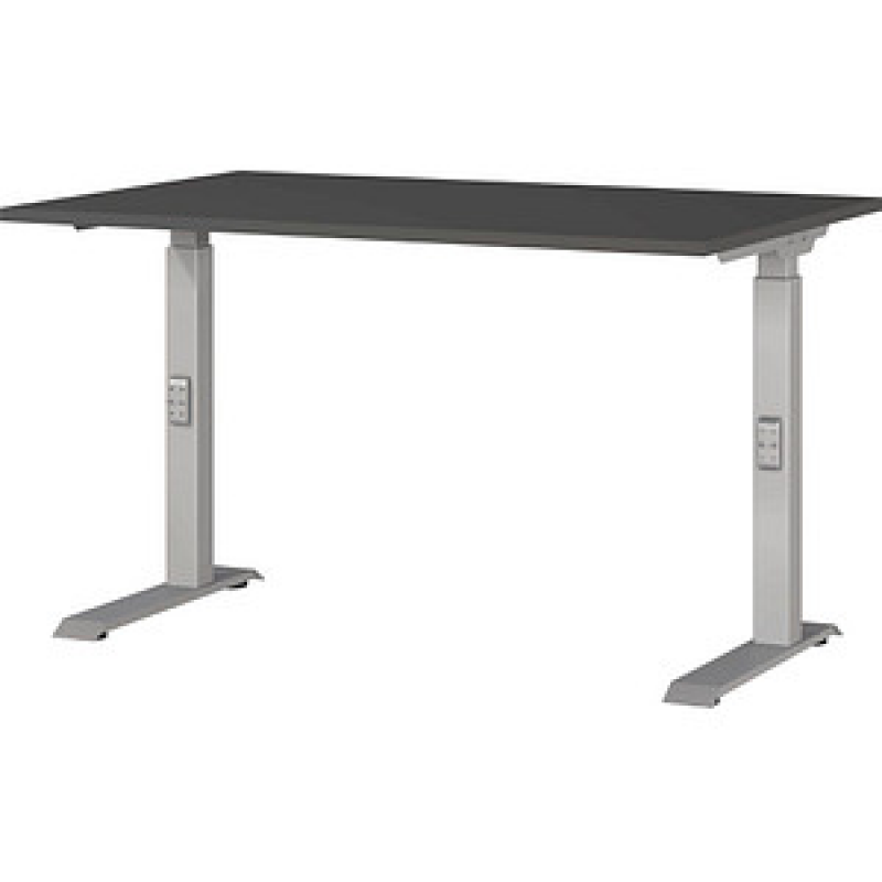 GERMANIA DOWNEY höhenverstellbarer Schreibtisch grafit rechteckig, C-Fuß-Gestell silber 120,0 x 80,0 cm – Bild 1 von 4