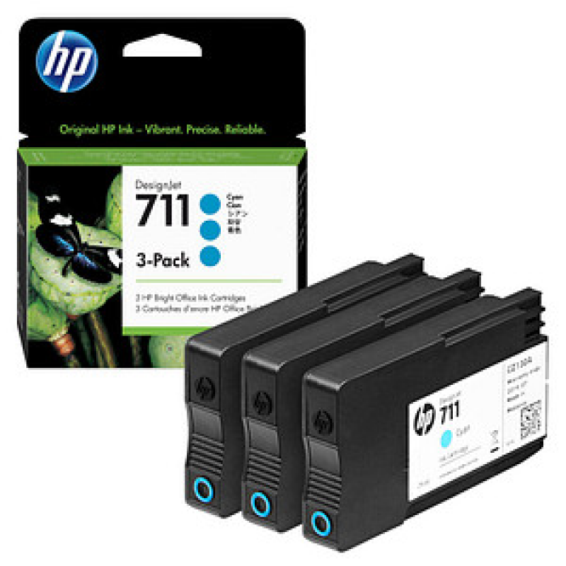 HP 711(CZ134A) cyan Druckerpatronen, 3er-Set – Bild 1 von 3