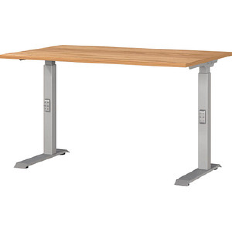GERMANIA DOWNEY höhenverstellbarer Schreibtisch navarra-eiche rechteckig, C-Fuß-Gestell silber 120,0 x 80,0 cm – Bild 1 von 4