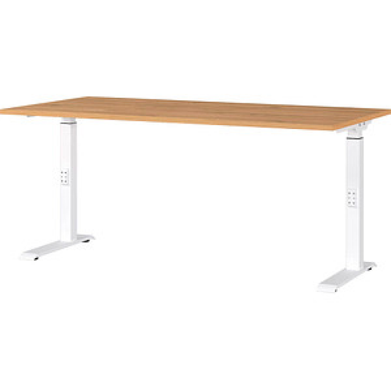 GERMANIA DOWNEY höhenverstellbarer Schreibtisch grandson-eiche rechteckig, C-Fuß-Gestell weiß 160,0 x 80,0 cm – Bild 1 von 4