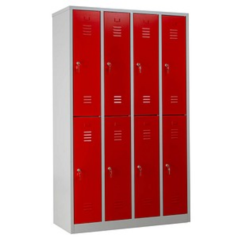 Gürkan Spind lichtgrau, feuerrot 106314, 8 Schließfächer 117,0 x 50,0 x 195,0 cm – Bild 1 von 7