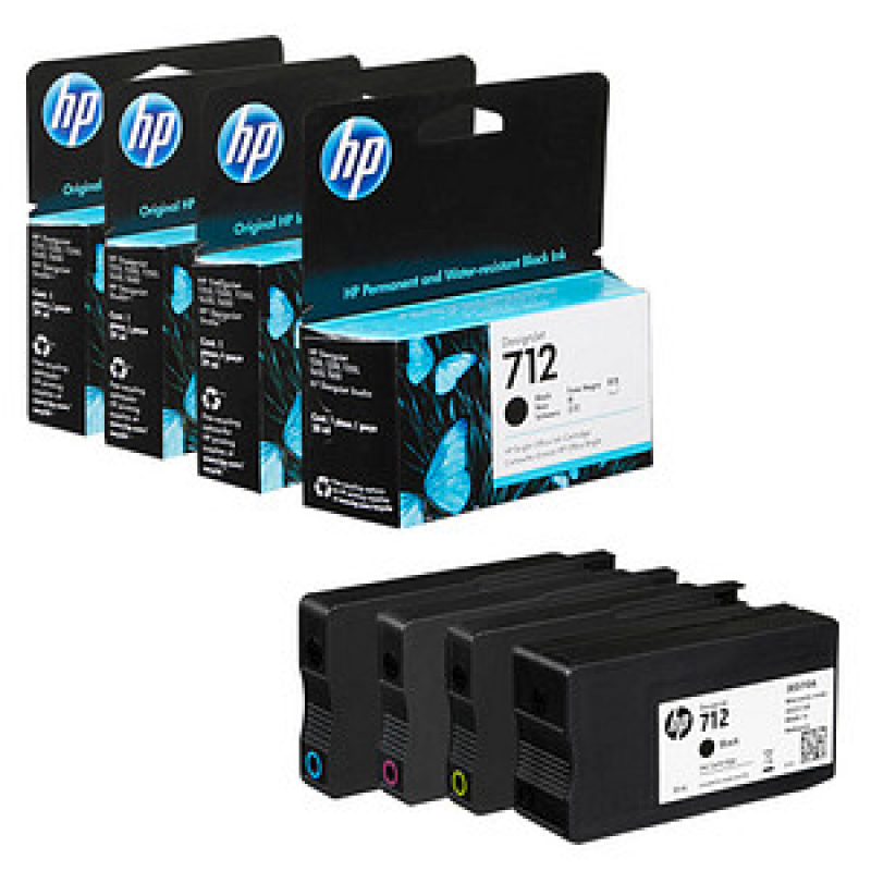 HP 712(3ED70A/3ED67A/3ED68A/3ED69A) schwarz, cyan, magenta, gelb Druckerpatronen, 4er-Set – Bild 1 von 11
