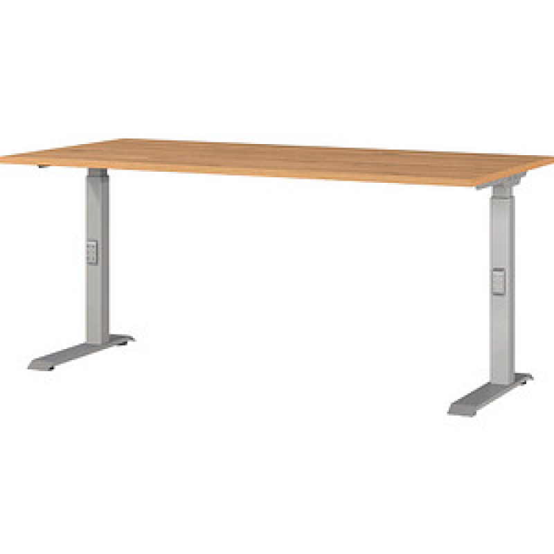 GERMANIA DOWNEY höhenverstellbarer Schreibtisch grandson-eiche rechteckig, C-Fuß-Gestell silber 160,0 x 80,0 cm – Bild 1 von 4