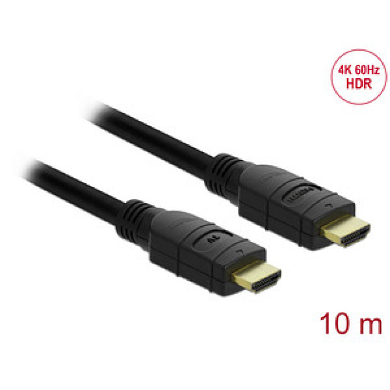 DeLOCK High Speed HDMI Ethernet Kabel 4K 60 Hz HDR 10,0 m schwarz, 1 St. – Bild 1 von 2