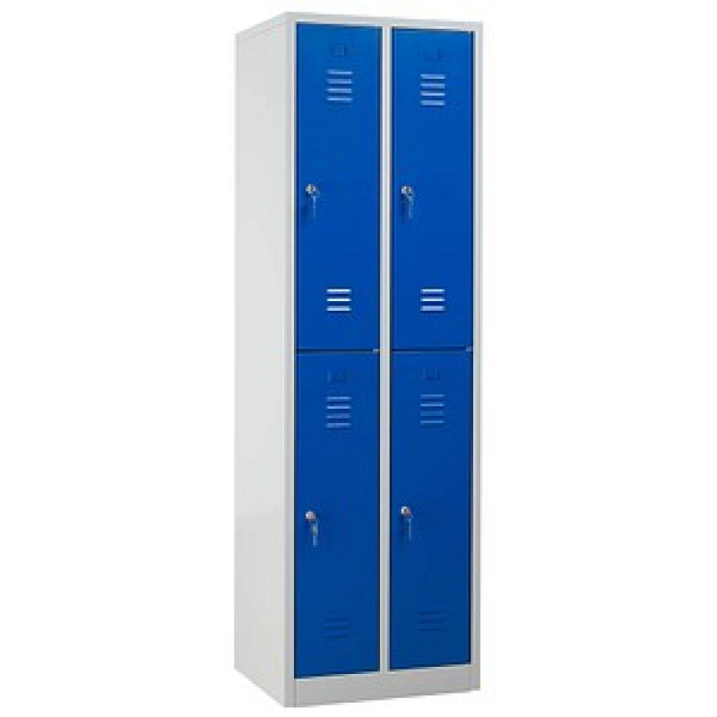 Gürkan Spind lichtgrau, enzianblau 105928, 4 Schließfächer 60,0 x 50,0 x 195,0 cm – Bild 1 von 7