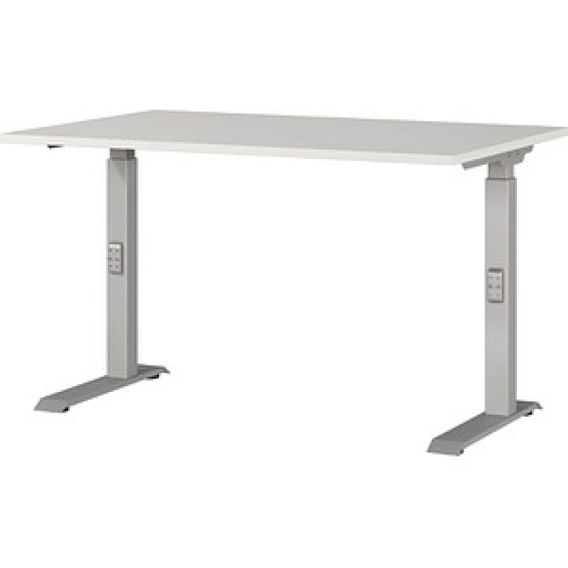 GERMANIA DOWNEY höhenverstellbarer Schreibtisch lichtgrau rechteckig, C-Fuß-Gestell silber 120,0 x 80,0 cm – Bild 1 von 4