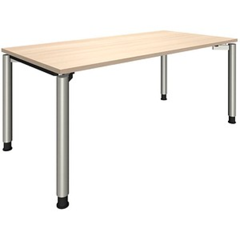 fm fastline höhenverstellbarer Schreibtisch akazie rechteckig, 4-Fuß-Gestell silber 160,0 x 80,0 cm – Bild 1 von 2