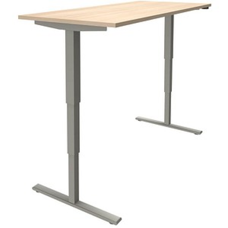 fm Sidney elektrisch höhenverstellbarer Schreibtisch akazie rechteckig, T-Fuß-Gestell silber 180,0 x 80,0 cm – Bild 1 von 3