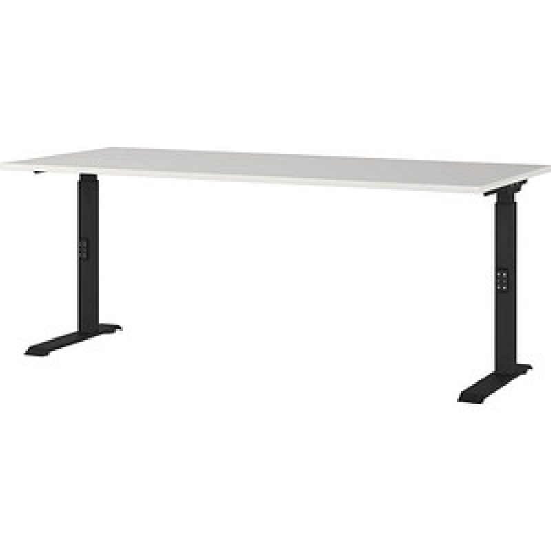 GERMANIA DOWNEY höhenverstellbarer Schreibtisch lichtgrau rechteckig, C-Fuß-Gestell schwarz 180,0 x 80,0 cm – Bild 1 von 4