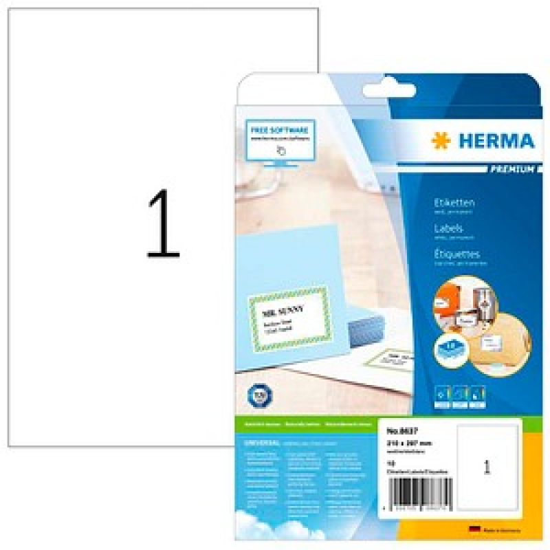HERMA Etiketten 8637 weiß 210,0 x 297,0 mm, 10 Blatt – Bild 1 von 7