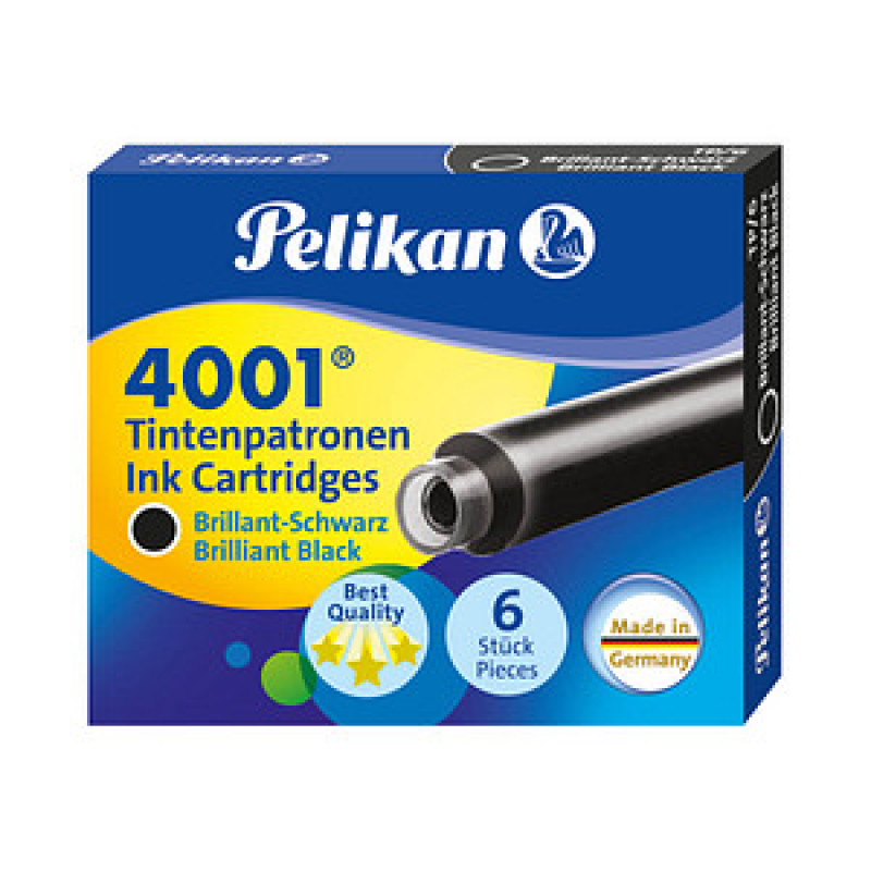 Pelikan Tintenpatronen für Füller 4001 TP/6 brillant-schwarz, 6 St.
