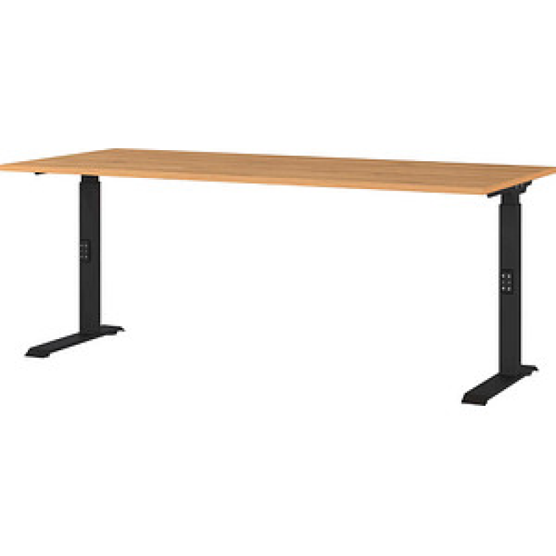 GERMANIA DOWNEY höhenverstellbarer Schreibtisch grandson-eiche rechteckig, C-Fuß-Gestell schwarz 180,0 x 80,0 cm – Bild 1 von 4