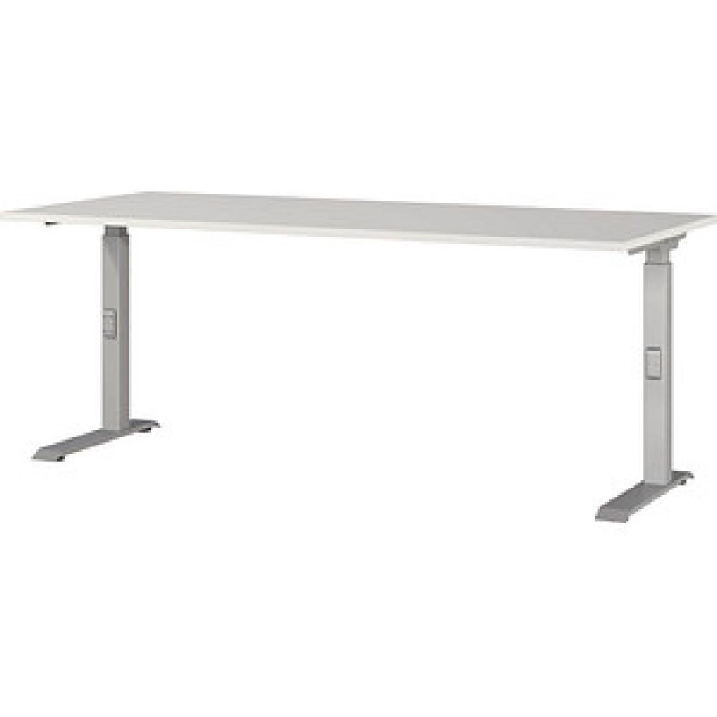 GERMANIA DOWNEY höhenverstellbarer Schreibtisch lichtgrau rechteckig, C-Fuß-Gestell silber 180,0 x 80,0 cm – Bild 1 von 4