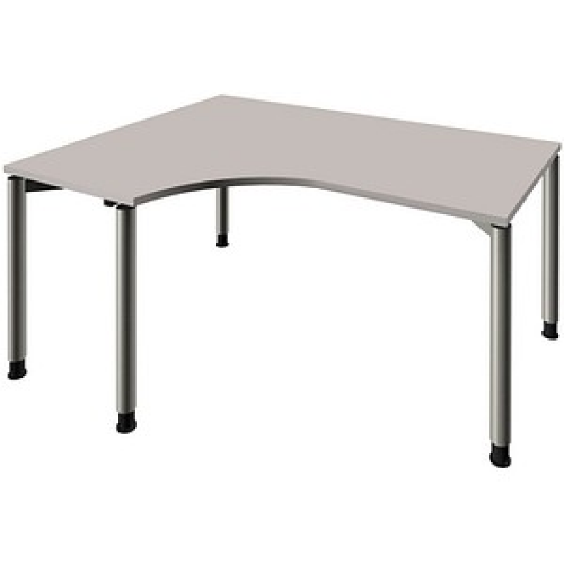 fm Sidney höhenverstellbarer Schreibtisch lichtgrau Bogenform, 4-Fuß-Gestell Rundrohr silber 160,0 x 80,0 cm – Bild 1 von 2
