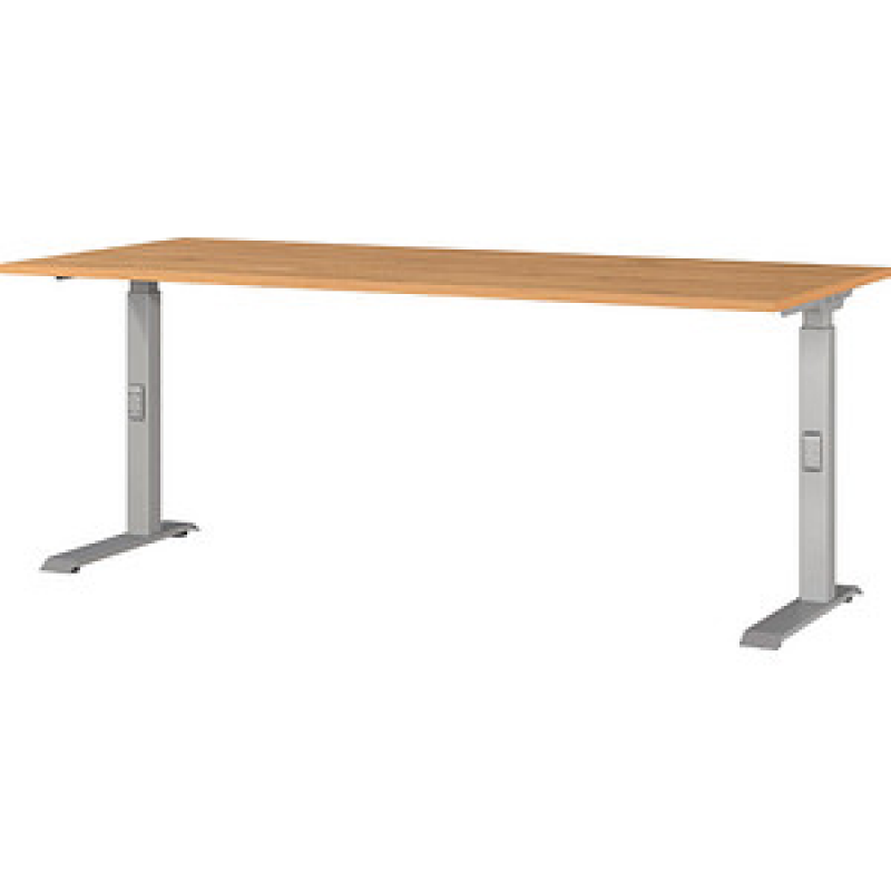 GERMANIA DOWNEY höhenverstellbarer Schreibtisch grandson-eiche rechteckig, C-Fuß-Gestell silber 180,0 x 80,0 cm – Bild 1 von 4