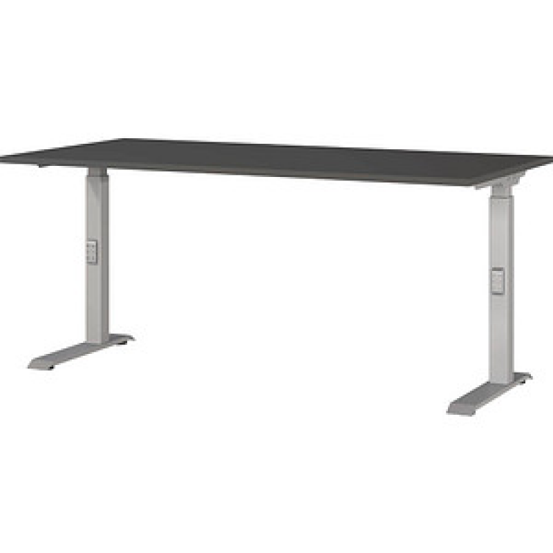 GERMANIA DOWNEY höhenverstellbarer Schreibtisch grafit rechteckig, C-Fuß-Gestell silber 160,0 x 80,0 cm – Bild 1 von 4
