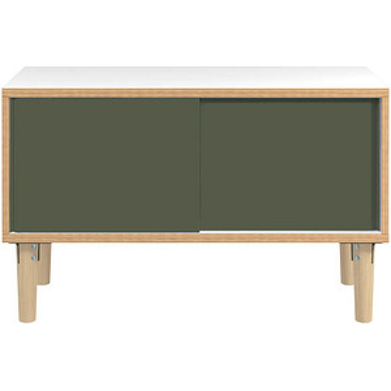BISLEY Sideboard Poise, POS1007W623 verkehrsweiß, olivegrün 100,0 x 45,0 x 62,1 cm, 1 St. – Bild 1 von 2