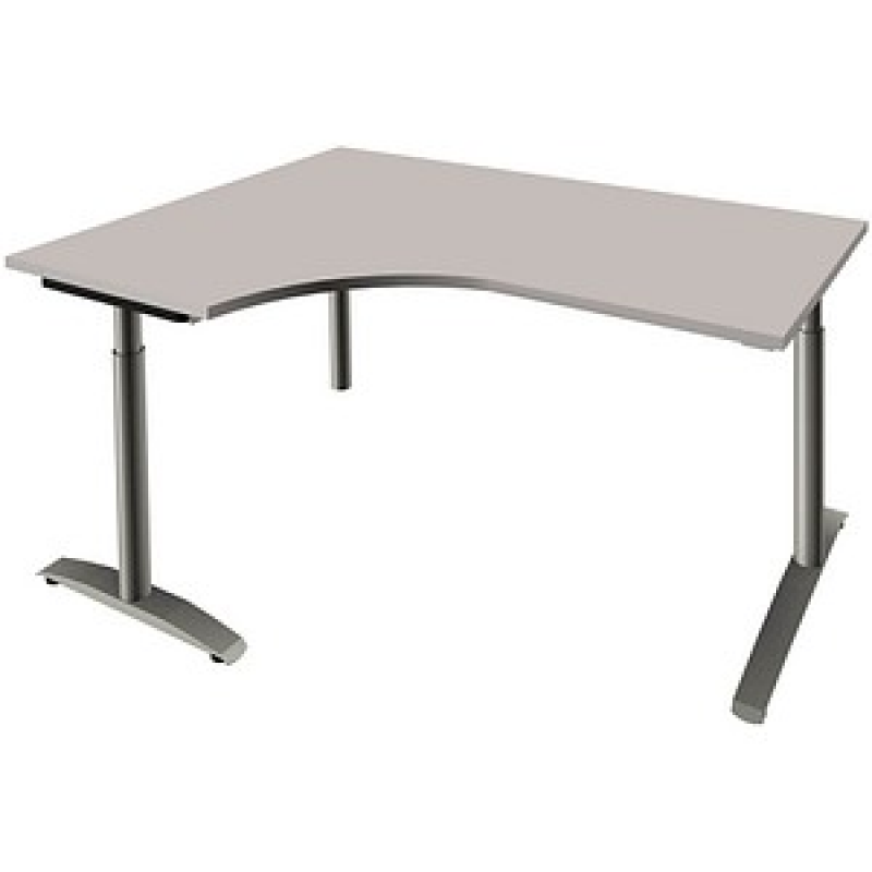 fm Sidney höhenverstellbarer Schreibtisch lichtgrau Bogenform, C-Fuß-Gestell Rundrohr silber 160,0 x 80,0 cm – Bild 1 von 2