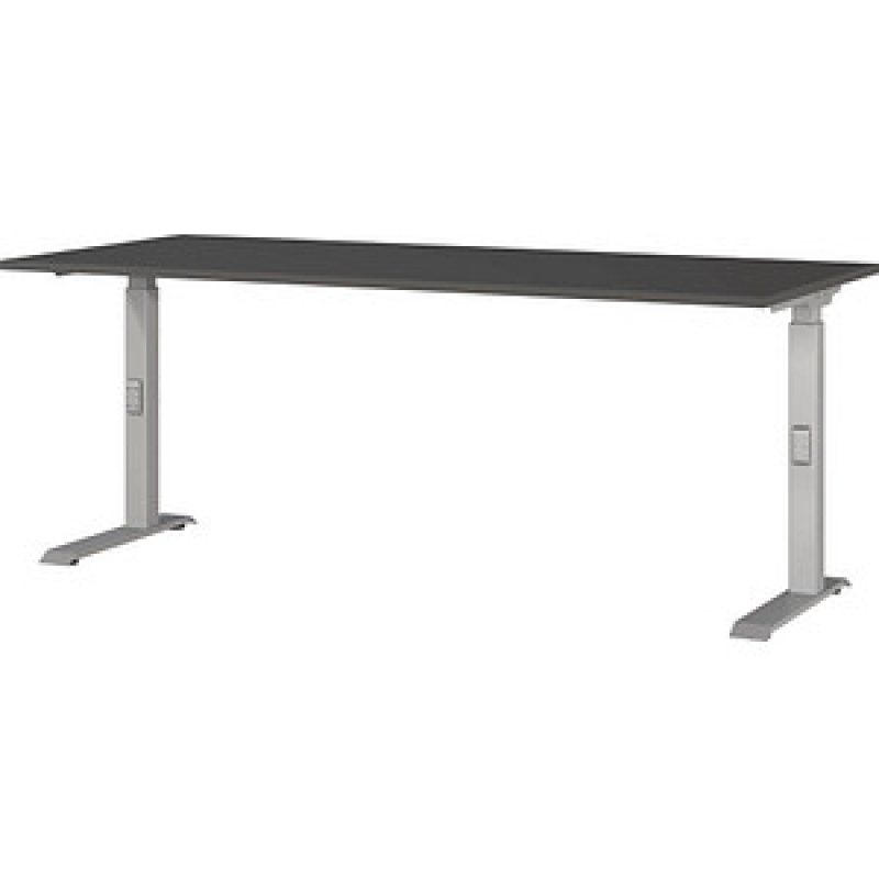 GERMANIA DOWNEY höhenverstellbarer Schreibtisch grafit rechteckig, C-Fuß-Gestell silber 180,0 x 80,0 cm – Bild 1 von 4
