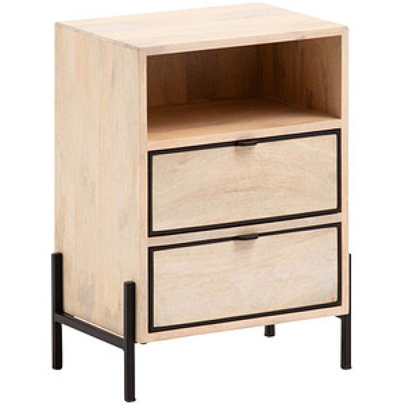 WOHNLING Nachttisch rechteckig Massivholz braun 43,0 x 50,0 x 60,0 cm, 1 St. – Bild 1 von 6