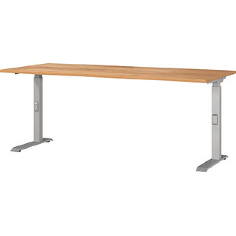GERMANIA DOWNEY höhenverstellbarer Schreibtisch navarra-eiche rechteckig, C-Fuß-Gestell silber 180,0 x 80,0 cm – Bild 1 von 4