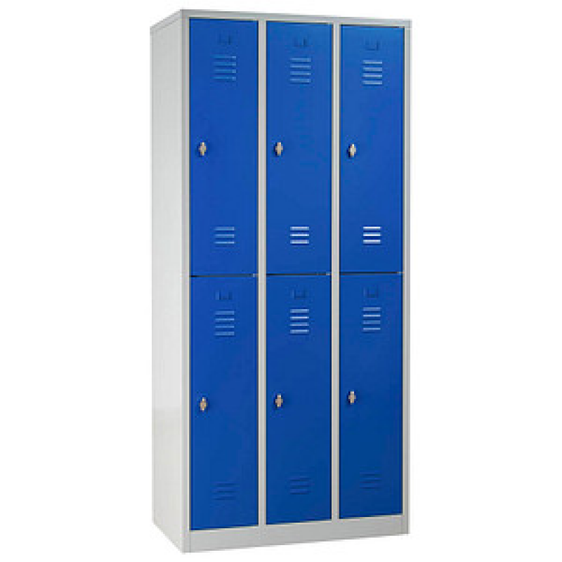 Gürkan Spind lichtgrau, enzianblau 106124, 6 Schließfächer 90,0 x 50,0 x 195,0 cm – Bild 1 von 5