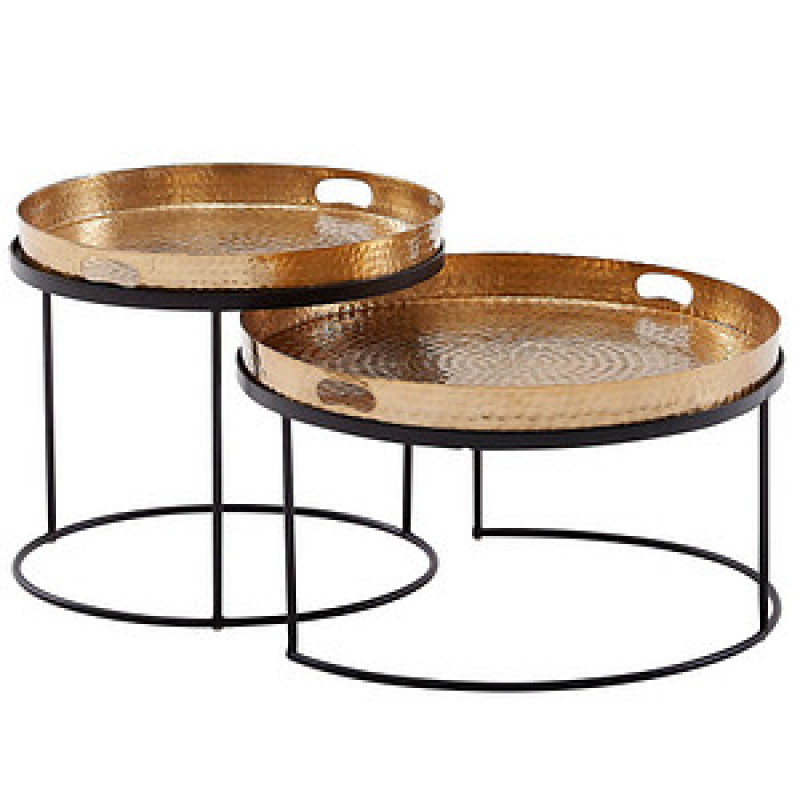 WOHNLING Couchtische-Set rund Aluminium gold, 1 St. – Bild 1 von 7