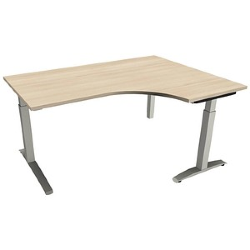 fm Sidney höhenverstellbarer Schreibtisch akazie Bogenform, C-Fuß-Gestell Quadratrohr silber 160,0 x 80,0 cm – Bild 1 von 2