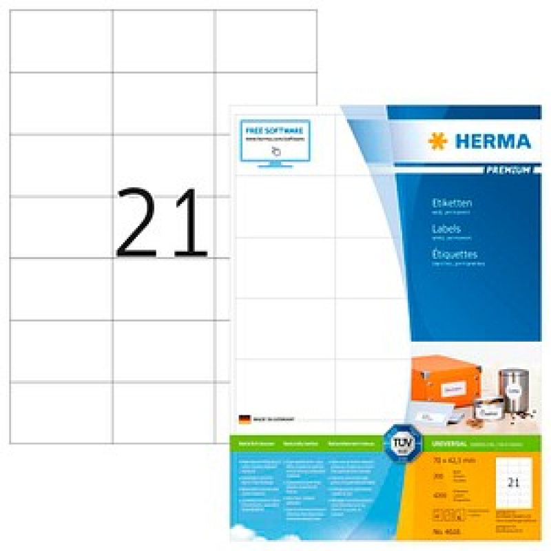 HERMA Etiketten 4616 weiß 70,0 x 42,3 mm, 200 Blatt – Bild 1 von 7