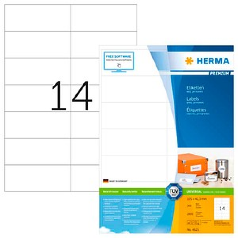 HERMA Etiketten 4625 weiß 105,0 x 42,3 mm, 200 Blatt – Bild 1 von 7