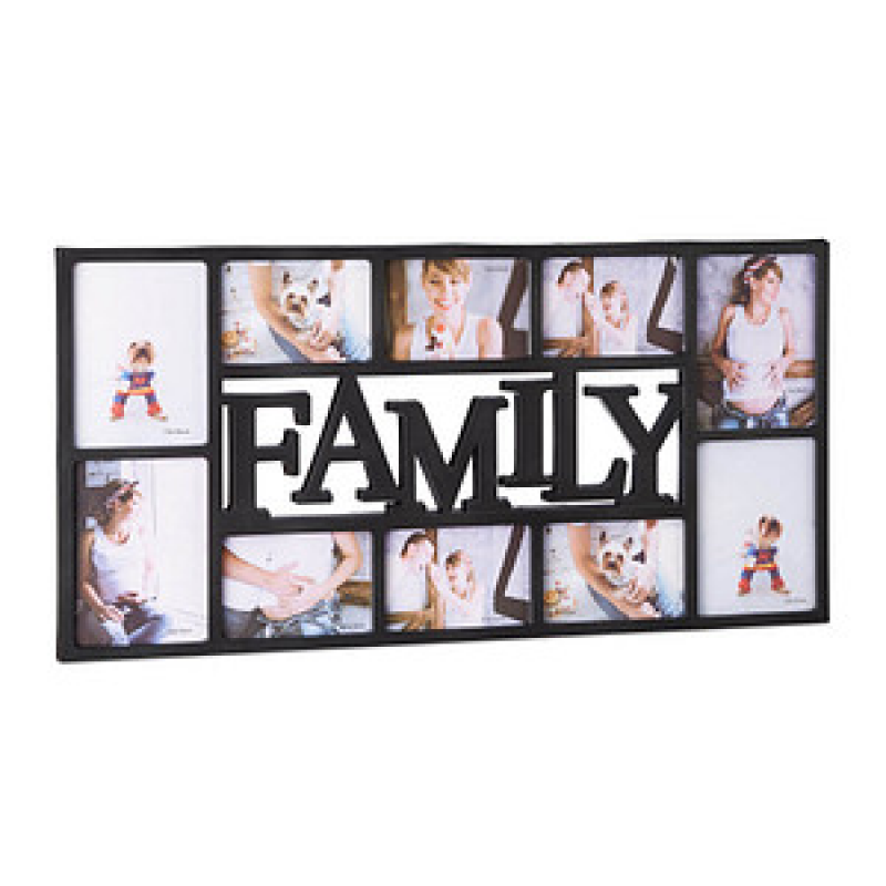 relaxdays Collage-Bilderrahmen Familie schwarz 72,0 x 36,5 cm, 1 St. – Bild 1 von 5