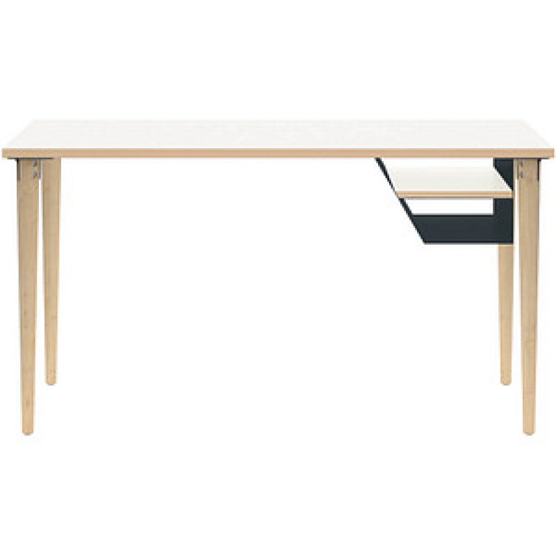 BISLEY Poise Schreibtisch verkehrsweiß rechteckig, 4-Fuß-Gestell eiche 140,0 x 60,0 cm – Bild 1 von 2