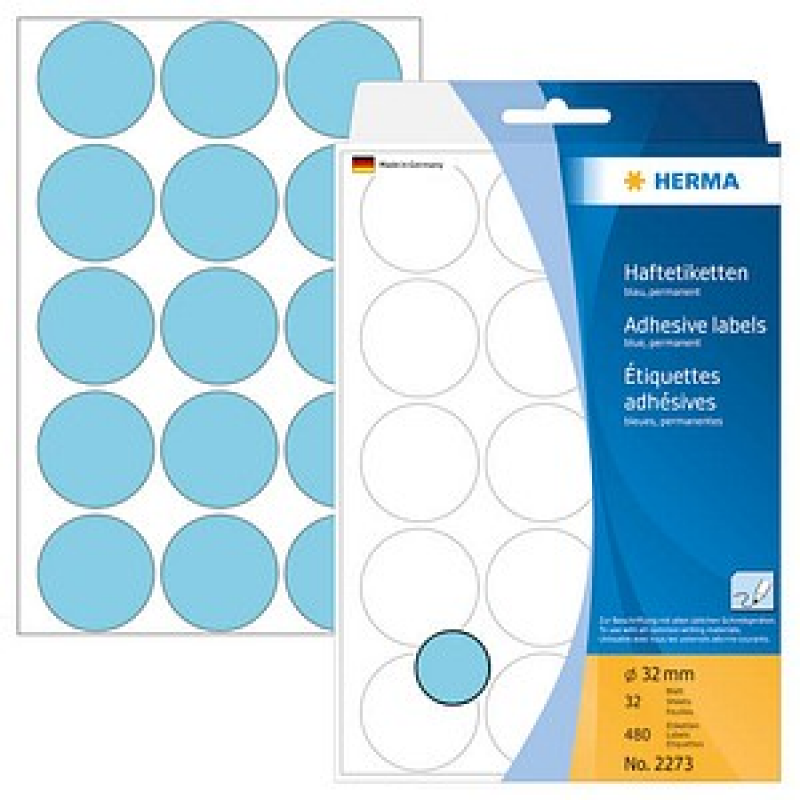 HERMA Klebepunkte 2273 blau Ø 32,0 mm, 480 St. – Bild 1 von 3