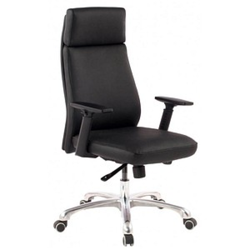 AMSTYLE Bürostuhl, SPM1.800 Leder schwarz, Gestell silber – Bild 1 von 7
