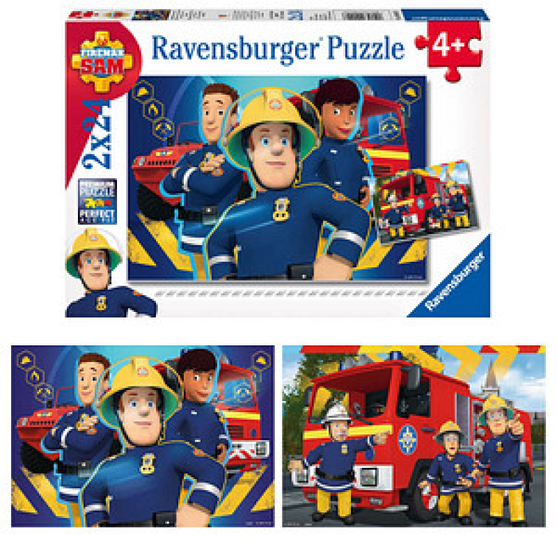 Ravensburger Feuerwehrmann Sam Sam hilft dir in der Not Puzzle, 2 x 24 Teile – Bild 1 von 4