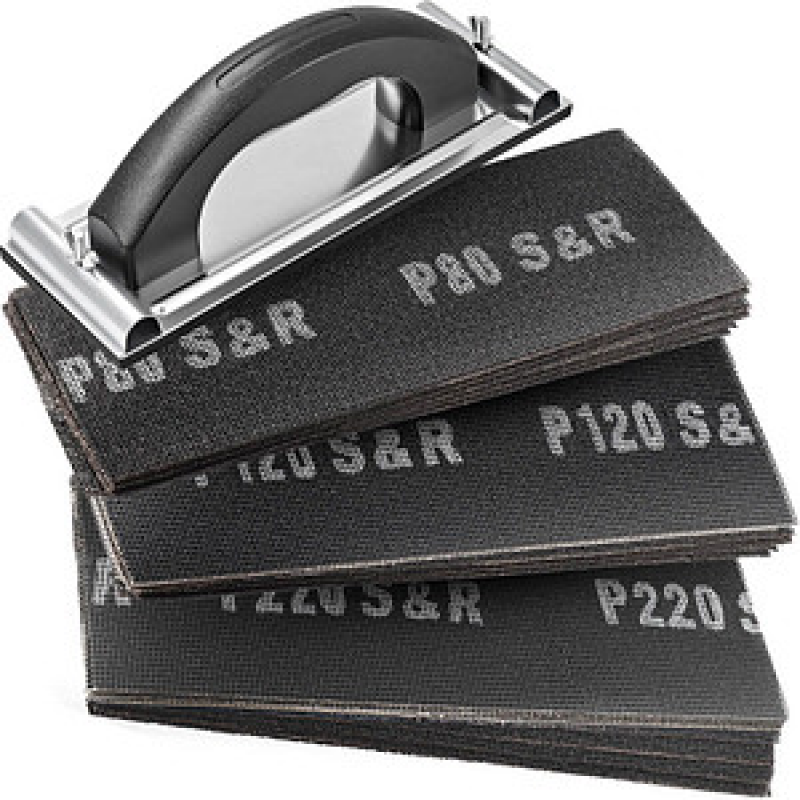 S&R Schleifblatt-Set 30x Schleifpapier (je 10 x P80 / P120 / P220) - 280 x 93mm, Handschleifblock: 240 x 80 mm – Bild 1 von 7