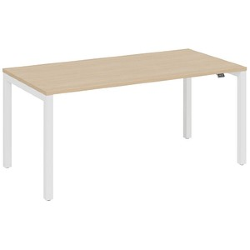 fm Catro Schreibtisch ahorn, verkehrsweiß rechteckig, 4-Fuß-Gestell weiß 140,0 x 80,0 cm – Bild 1 von 4