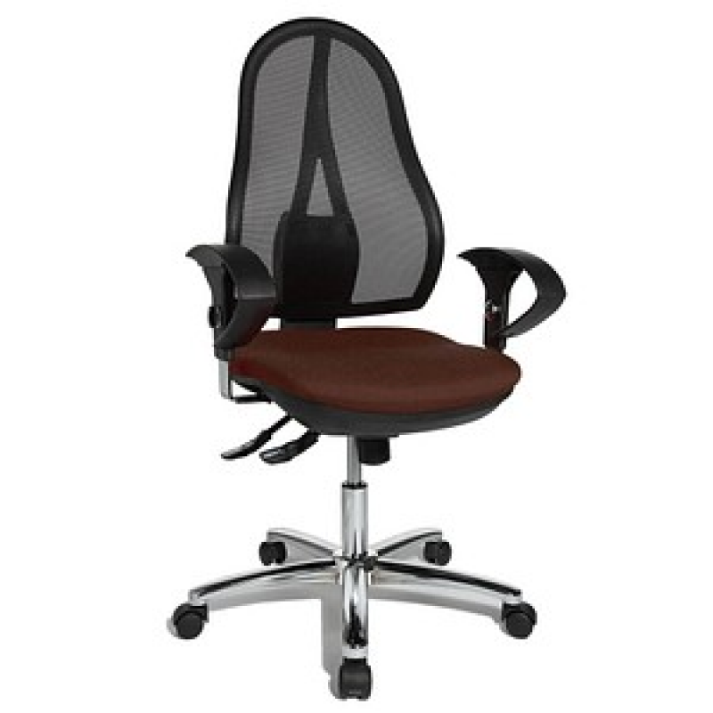 Topstar Bürostuhl Open Point SY Deluxe, OP290U G08 Stoff braun, Gestell chrom – Bild 1 von 4