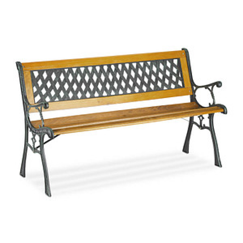 relaxdays Gartenbank 10036069_0 hellbraun/schwarz Metall 125,0 cm – Bild 1 von 8