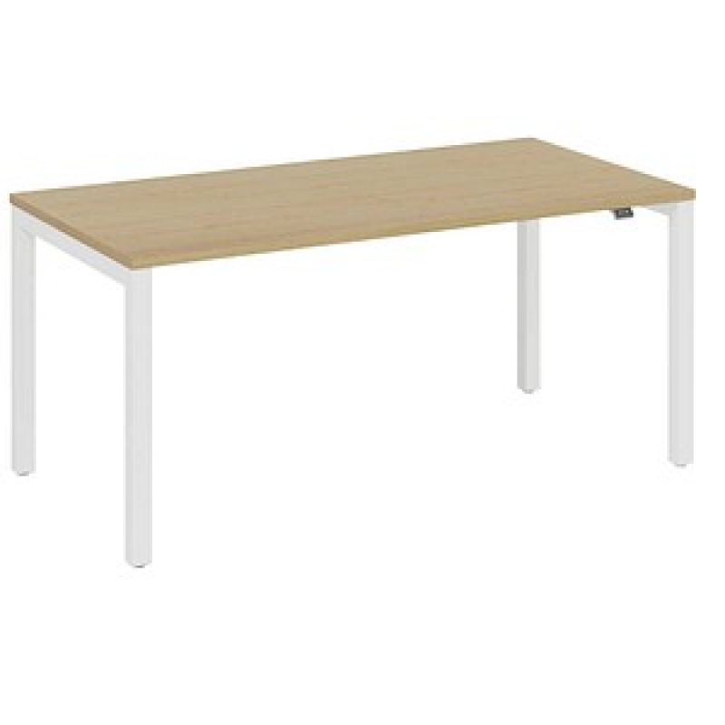 fm Catro Schreibtisch akazie, verkehrsweiß rechteckig, 4-Fuß-Gestell weiß 200,0 x 80,0 cm – Bild 1 von 4