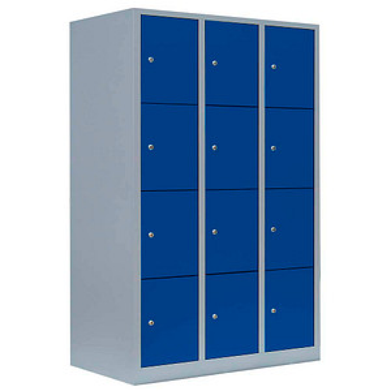 LÜLLMANN Schließfachschrank enzianblau, lichtgrau 523431, 12 Schließfächer 118,5 x 50,0 x 180,0 cm – Bild 1 von 4