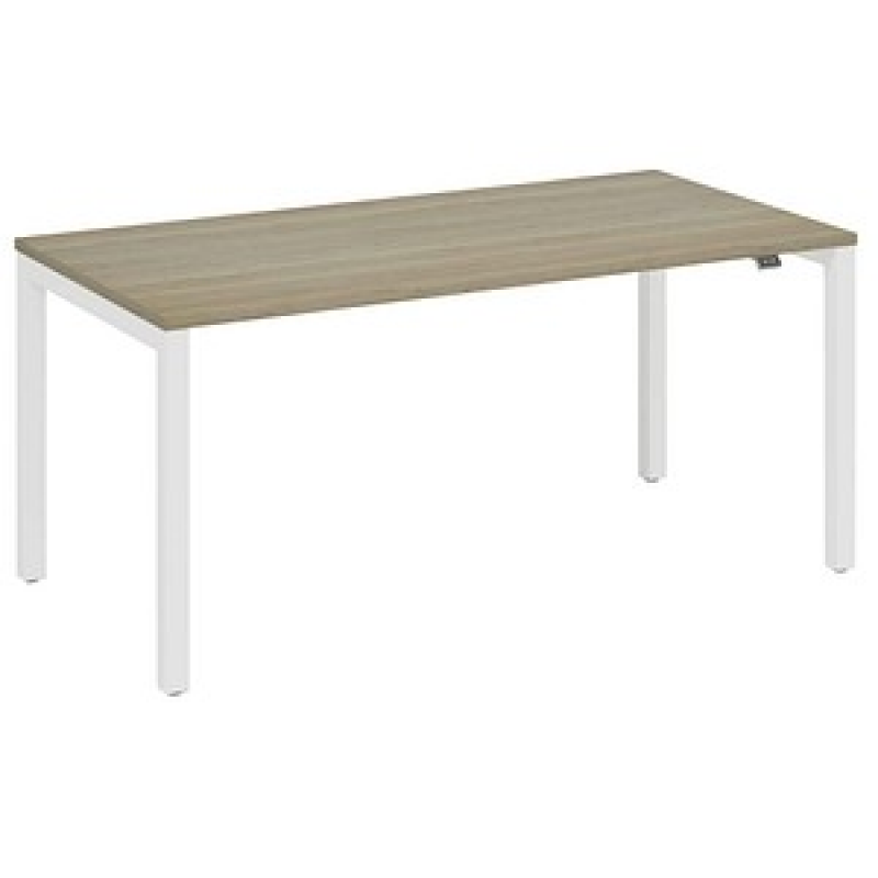 fm Catro Schreibtisch eiche, verkehrsweiß rechteckig, 4-Fuß-Gestell weiß 160,0 x 80,0 cm – Bild 1 von 4