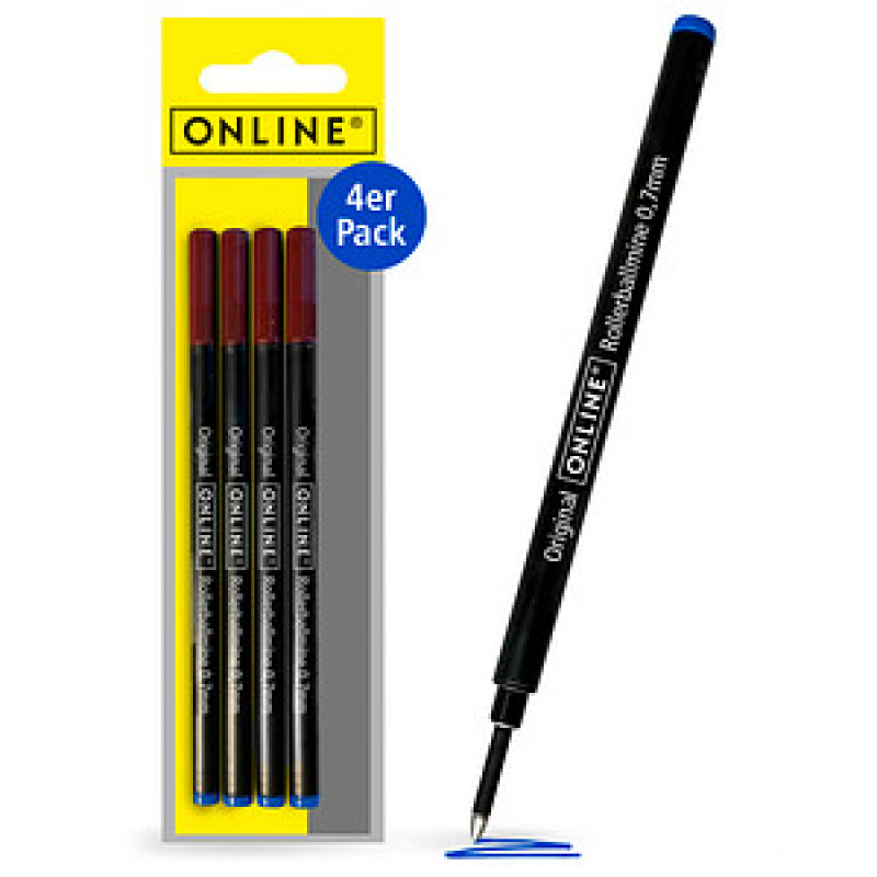 ONLINE® Rollerball-Minen Gelschreiberminen blau 0,7 mm 4 St. – Bild 1 von 7