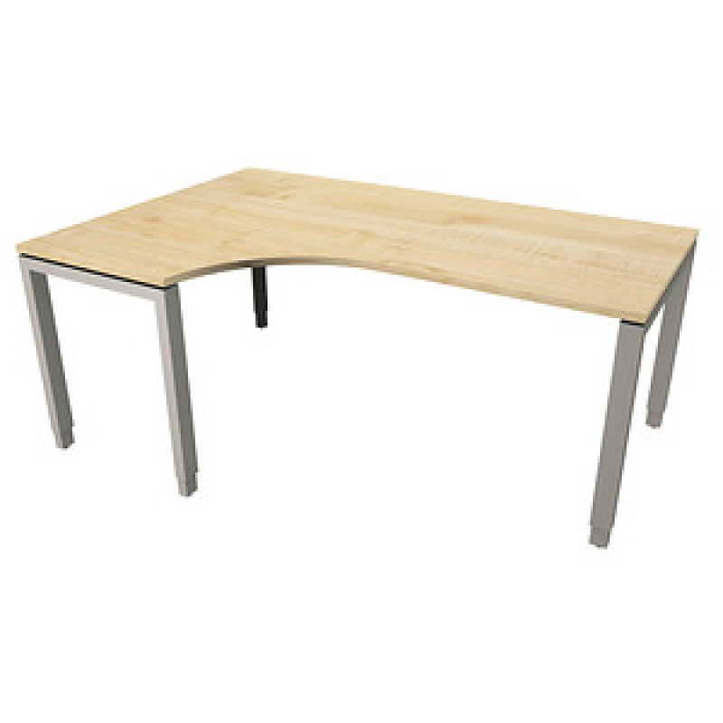fm Sidney höhenverstellbarer Schreibtisch königsahorn C-Form, Bügel-Gestell silber 180,0 x 80,0/120,0 cm – Bild 1 von 2