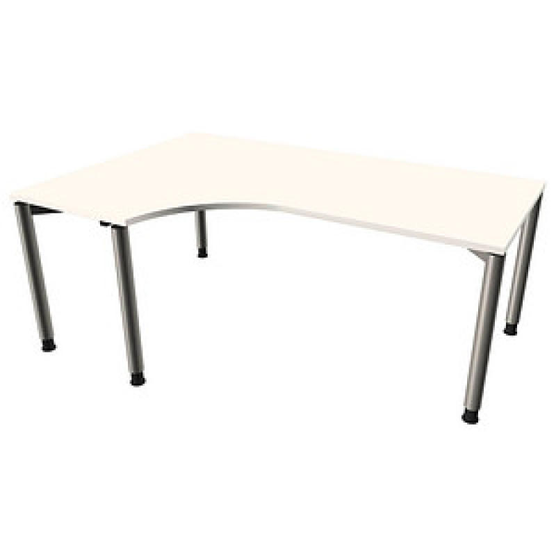 fm Sidney höhenverstellbarer Schreibtisch weiß C-Form, 4-Fuß-Gestell silber 180,0 x 80,0/120,0 cm – Bild 1 von 2